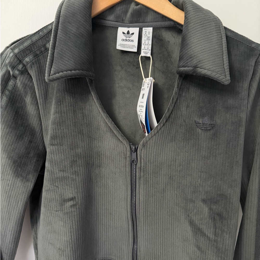 Adidas Women's Gray Ribbed Zipper Cardigan - Picture 5 of 6